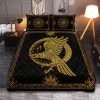 Viking Quilt Bedding Set Ravens in Celtic Gold