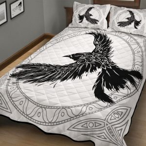 Viking Quilt Bedding Set Black Raven Of Odin 1