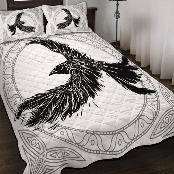 Viking Quilt Bedding Set Black Raven Of Odin 2