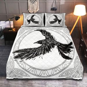 Viking Quilt Bedding Set Black Raven Of Odin