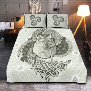 Viking Quilt Bedding Set Legendary Wolf From Ancient