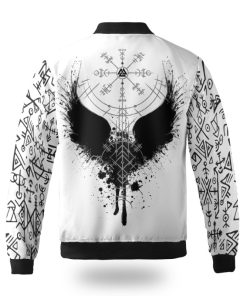 Viking Bomber Jacket Odin Raven And Vegvisir Back