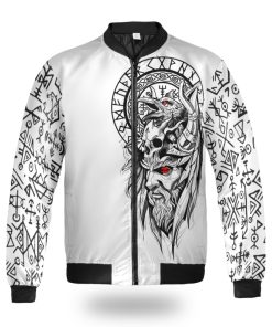 Viking Bomber Jacket Odin Raven And Vegvisir Front