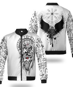 Viking Bomber Jacket Odin Raven And Vegvisir