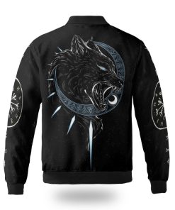 Viking Bomber Jacket Sons Of Fenrir Hati and Skoll Wolf Back