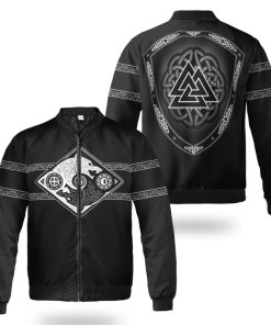 Viking Bomber Jacket Hati and Skoll Valknut Shield Line Art