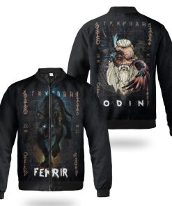 Viking Bomber Jacket Fenrir And Odin Graphic Art