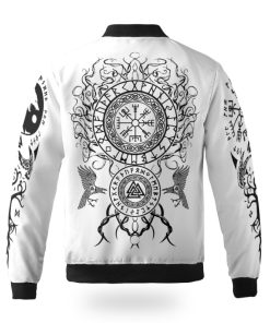 Viking Bomber Jacket Odin And Raven Yggdrasil Back