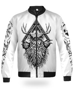 Viking Bomber Jacket Odin And Raven Yggdrasil Front