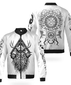 Viking Bomber Jacket Odin And Raven Yggdrasil