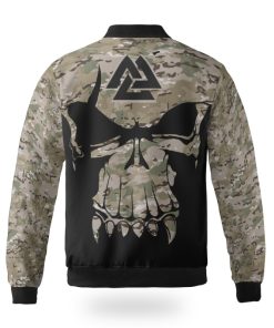 Viking Bomber Jacket Camouflage Pattern Skull Warrior Valknut Back