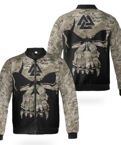 Viking Bomber Jacket Camouflage Pattern Skull Warrior Valknut