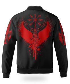 Viking Bomber Jacket Red Skull Vegvisir Back