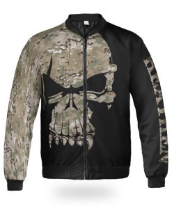 Viking Bomber Jacket Camo Skull Heathen Front