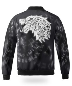 Viking Bomber Jacket Berserker Fenrir Wolf And Rune Back