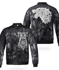 Viking Bomber Jacket Berserker Fenrir Wolf And Rune