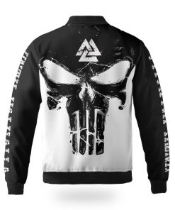 Viking Bomber Jacket Black Skull Valknut Until Valhalla Back