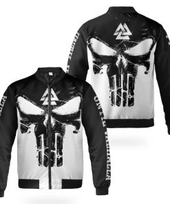 Viking Bomber Jacket Black Skull Valknut Until Valhalla