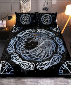 Viking Quilt Bedding Set Celtic Knot Raven Vegvisir