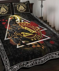 Viking Quilt Bedding Set Wolf Fenrir Valknut Rune Art 2