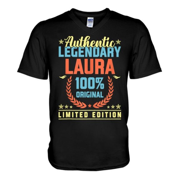 authentic legendary laura original funny name humor v neck t shirt