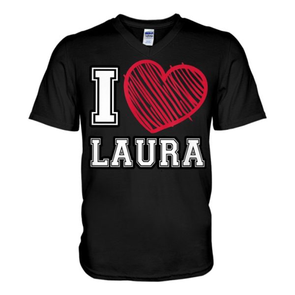 i heart laura first name i love laura personalized v neck t shirt