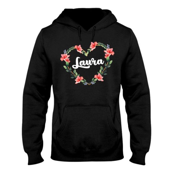 laura flower heart personalized name laura hoodie