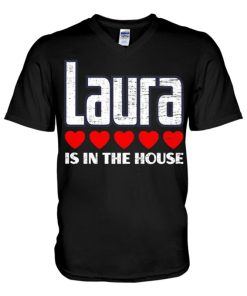 laura is in the house retro hearts first name love laura v neck t shirt