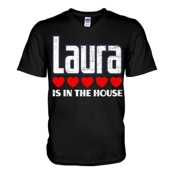 laura is in the house retro hearts first name love laura v neck t shirt