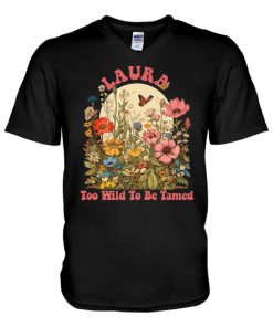 laura name cute retro girls wildflower laura name v neck t shirt