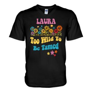 laura name cute retro girls wildflower laura v neck t shirt