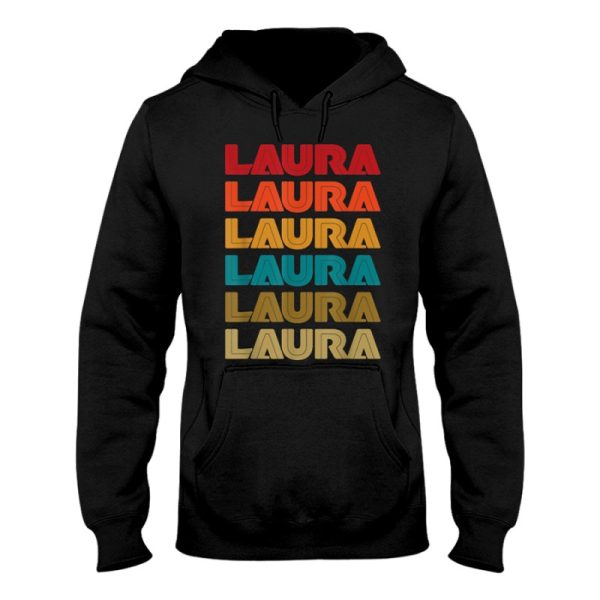 laura name retro given name colorful inline hoodie