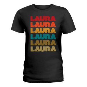 laura name retro given name colorful inline ladies t shirt