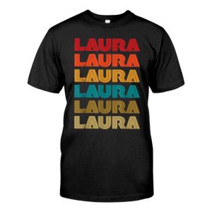 Laura Name, Retro Given Name Colorful Inline T-shirt