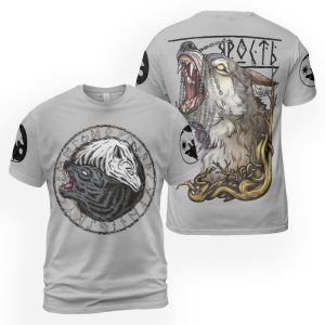 Viking T-shirt Yin Yang Wolf Fenrir 2