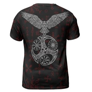 Viking T-shirt Raven With Vegvisir Symbol Back