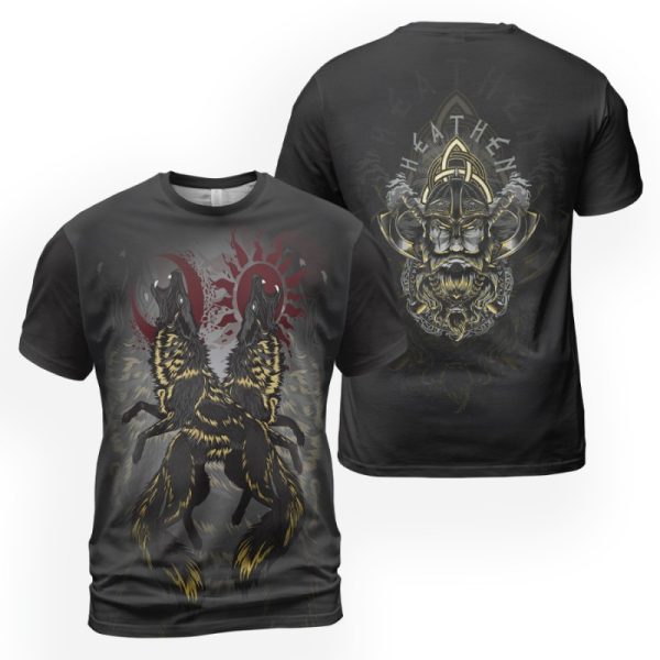 Viking T-shirt Hati and Skoll Heathen 2