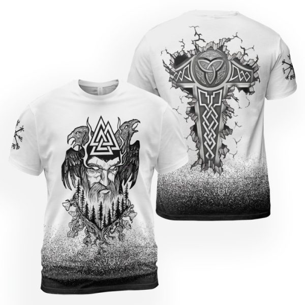 Viking T-shirt Odin Raven Valknut Hammer 2