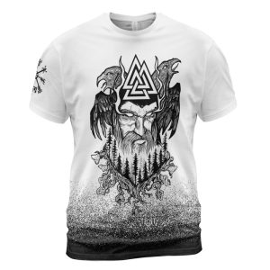 Viking T-shirt Odin Raven Valknut Hammer Front
