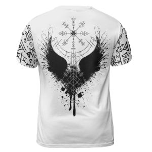 Viking T-shirt Odin Raven And Vegvisir Back
