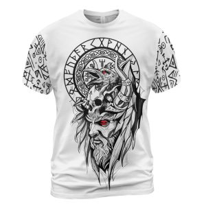 Viking T-shirt Odin Raven And Vegvisir Front