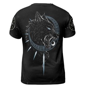 Viking T-shirt Sons Of Fenrir Hati and Skoll Wolf Back
