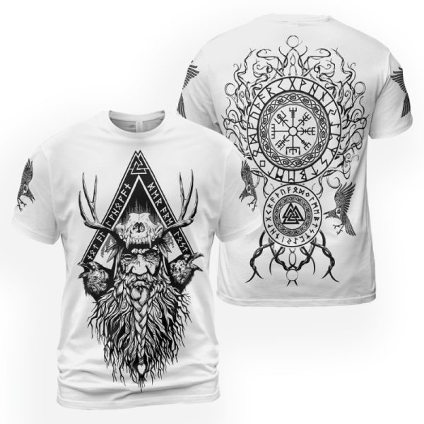 Viking T-shirt Odin And Raven Yggdrasil 2
