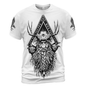 Viking T-shirt Odin And Raven Yggdrasil Front