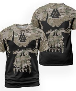 Viking T-shirt Camouflage Pattern Skull Warrior Valknut 2