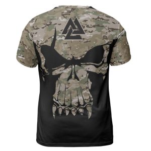 Viking T-shirt Camouflage Pattern Skull Warrior Valknut Back