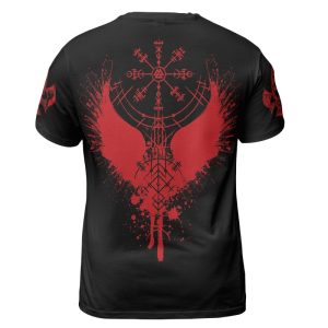 Viking T-shirt Red Skull Vegvisir Back