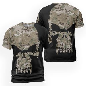 Viking T-shirt Camo Skull Heathen 2