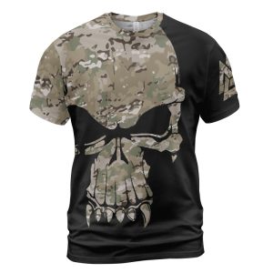 Viking T-shirt Camo Skull Heathen Front