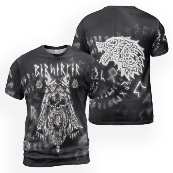 Viking T-shirt Berserker Fenrir Wolf And Rune 2